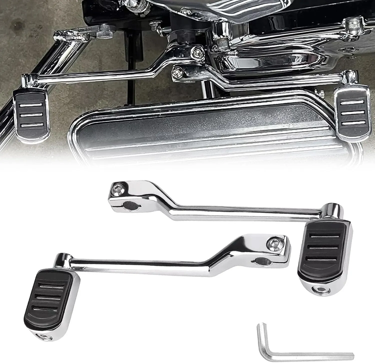 Heel Toe Shift Levers/Shifter Pegs for Harley Touring, Street Glide, Electra Glide, Road King, Road Glide,1988-2024, FL Softail 1986-2017, Trike 2008-2024 Models, Chrome (Heel Toe Shift Pegs)