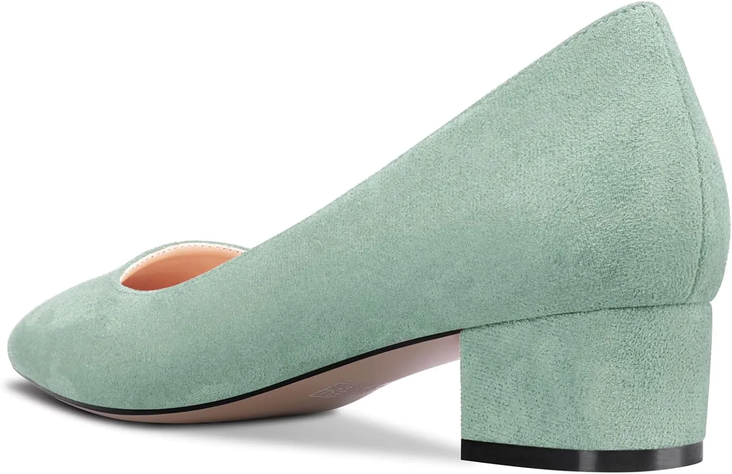 HEUIVZAR Womens Heel Pumps Square Toe Kitten Low Chunky Block Heel Slip On Suede Dress Shoes Bridal Vacation 1.5 Inch
