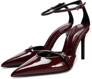 High Heels for Women Closed Pointed Toe Stiletto Buckled Ankle Strap Pumps Wedding Dress Shoes