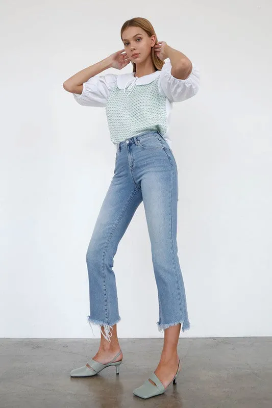 High Rise Crop Boot Cut Jeans