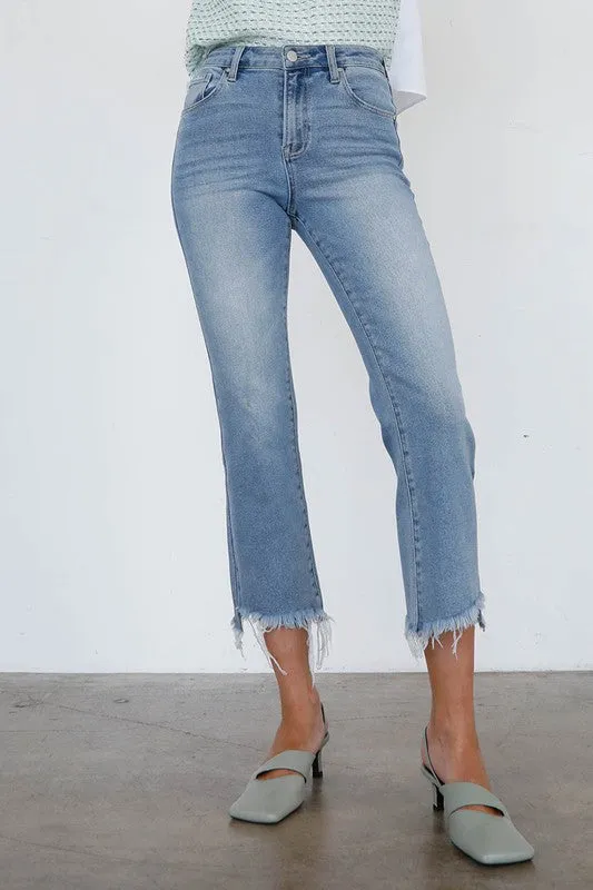 High Rise Crop Boot Cut Jeans