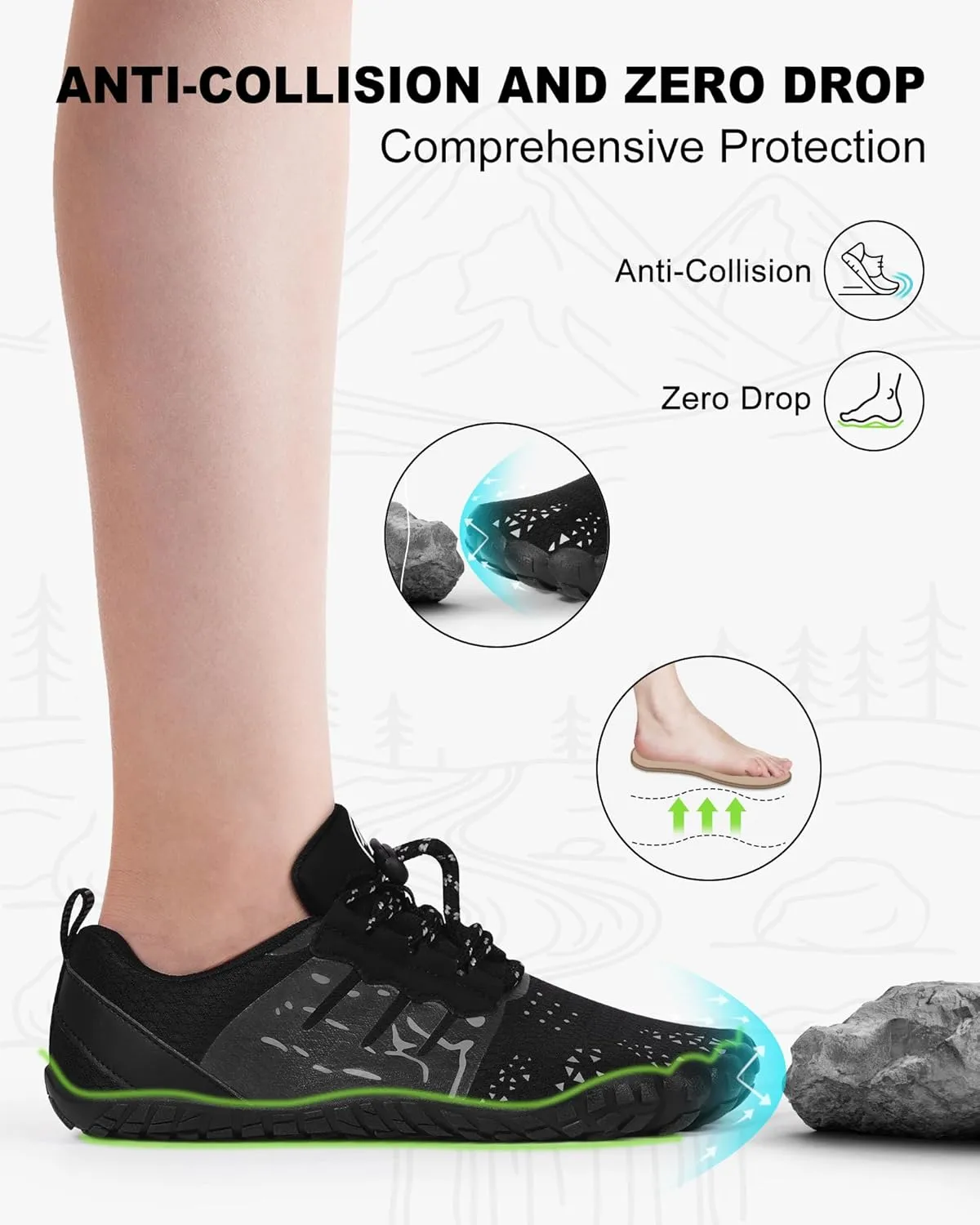 Hike Barefoot Shoes Womens Mens Footwear, Pro Water Shoe Women Men Barefoot Hiking Beach Grounding Shoes for Travel, Wide Toe Box Zero Drop Non-Slip Breathable Lightweight