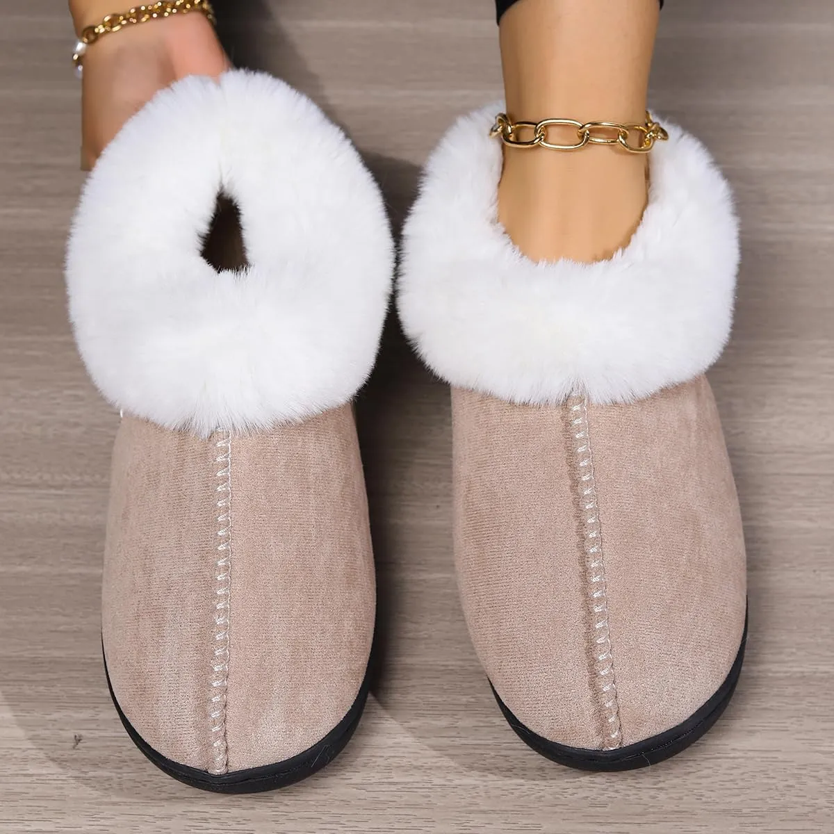 House Slippers for Woman Men, womens slippers on Fuzzy House Shoes Memory Foam with Fuzzy Faux Fur Comfortable Non-Slip Warm Shoes Indoor outdoor Size