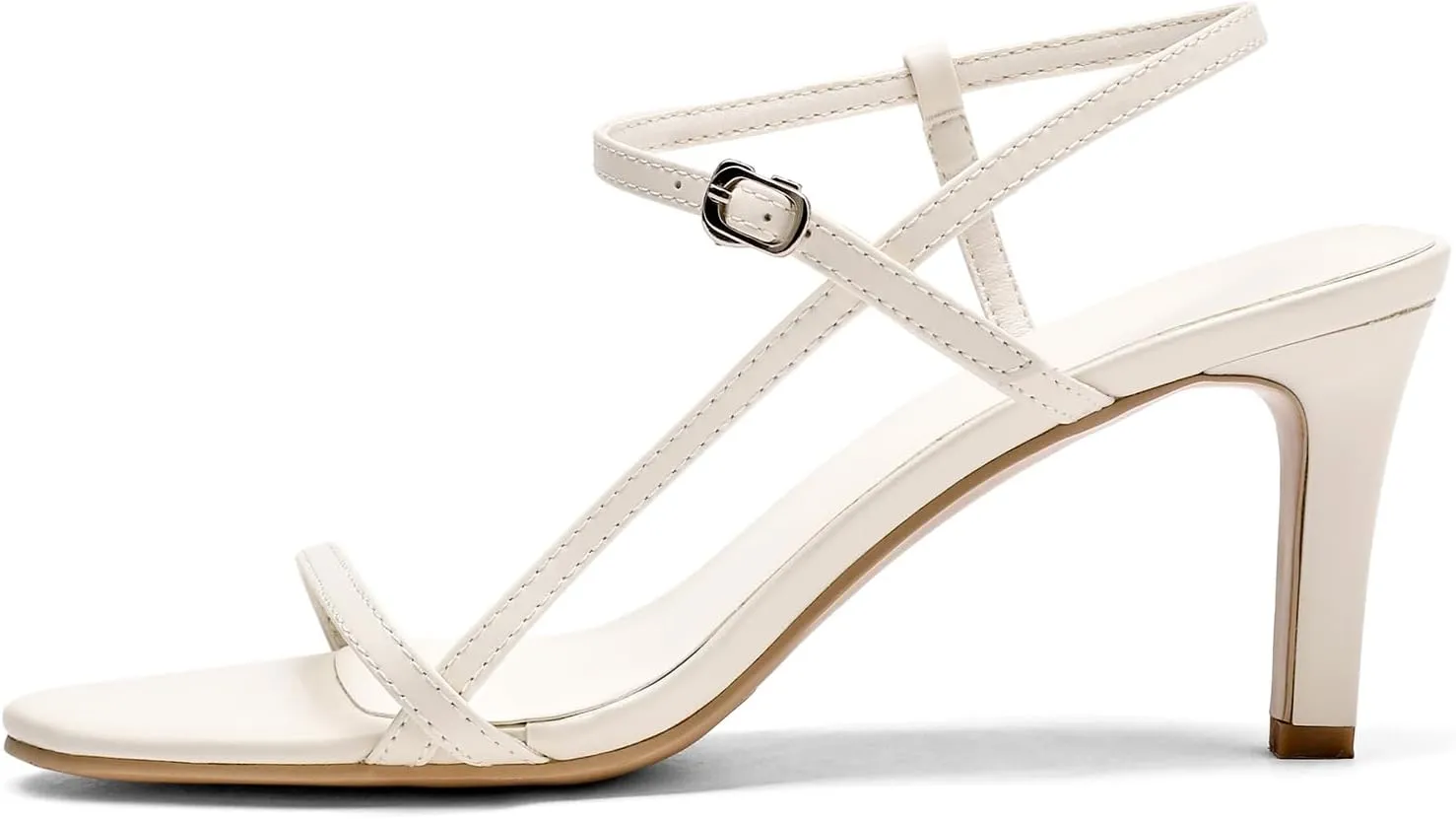 Husmeu Women's Strappy Heel Sandals for Women Dressy Summer High Heels Ankle Strap Kitten Heel Sandals Trendy Heeled Sandals