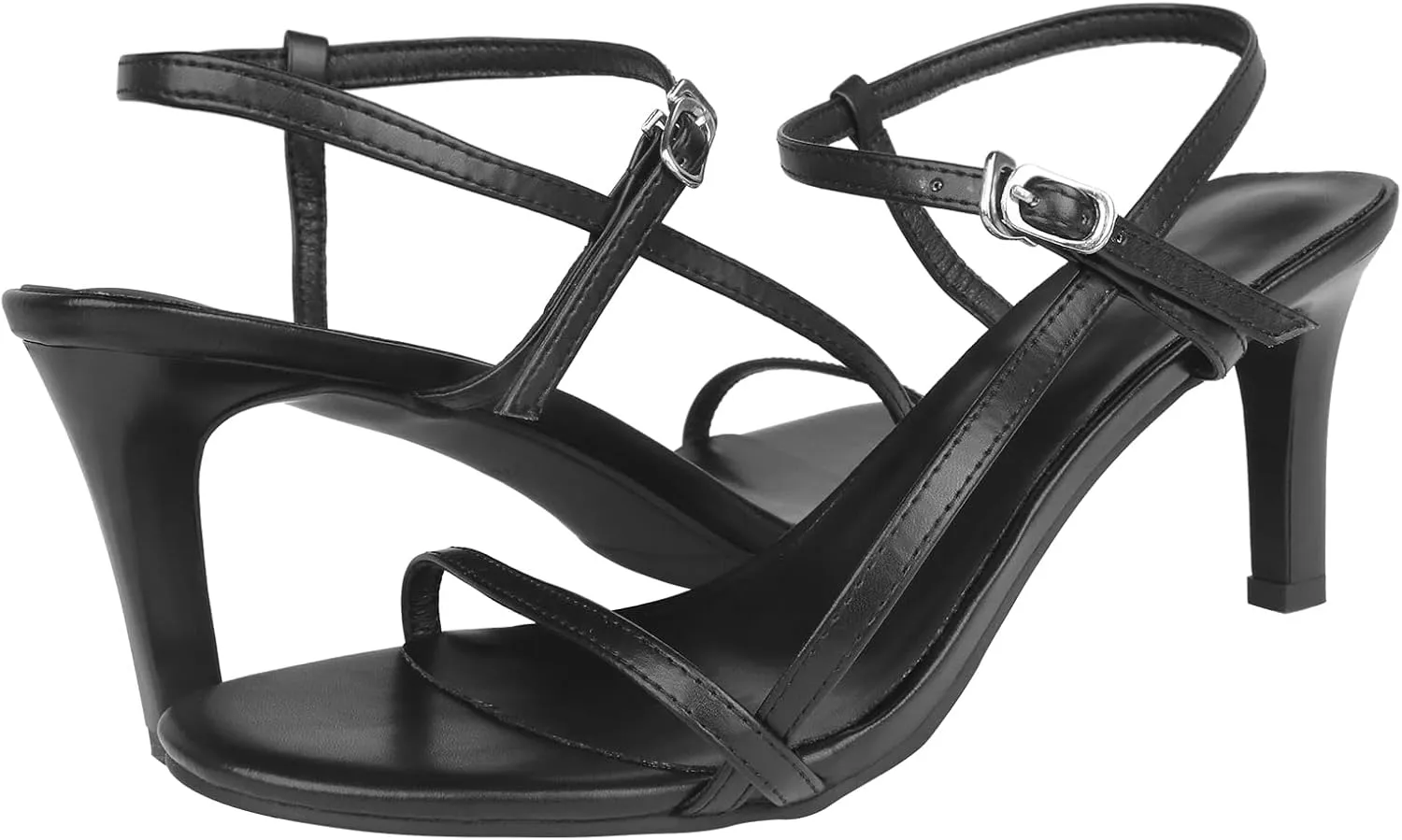 Husmeu Women's Strappy Heel Sandals for Women Dressy Summer High Heels Ankle Strap Kitten Heel Sandals Trendy Heeled Sandals