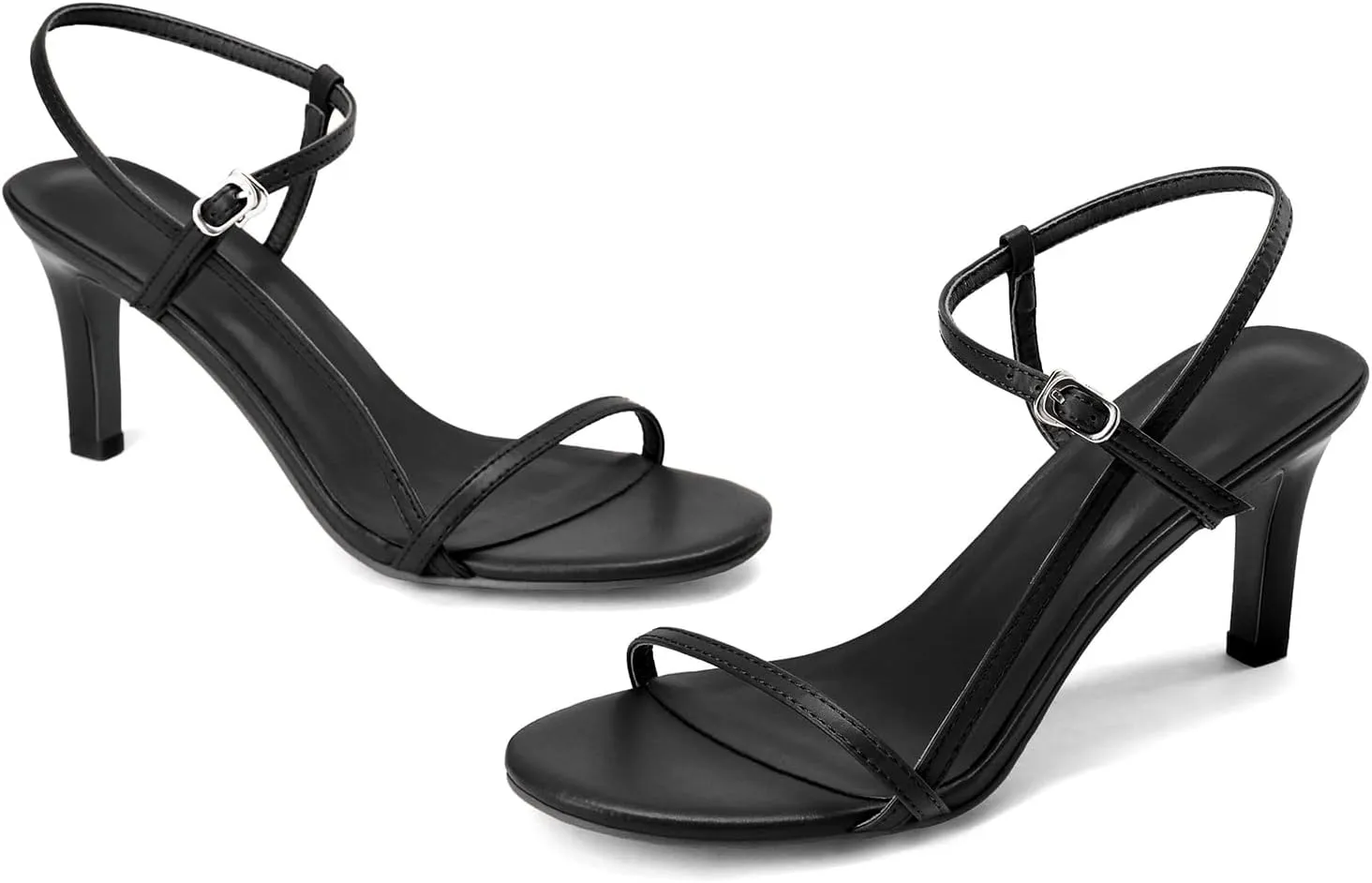 Husmeu Women's Strappy Heel Sandals for Women Dressy Summer High Heels Ankle Strap Kitten Heel Sandals Trendy Heeled Sandals
