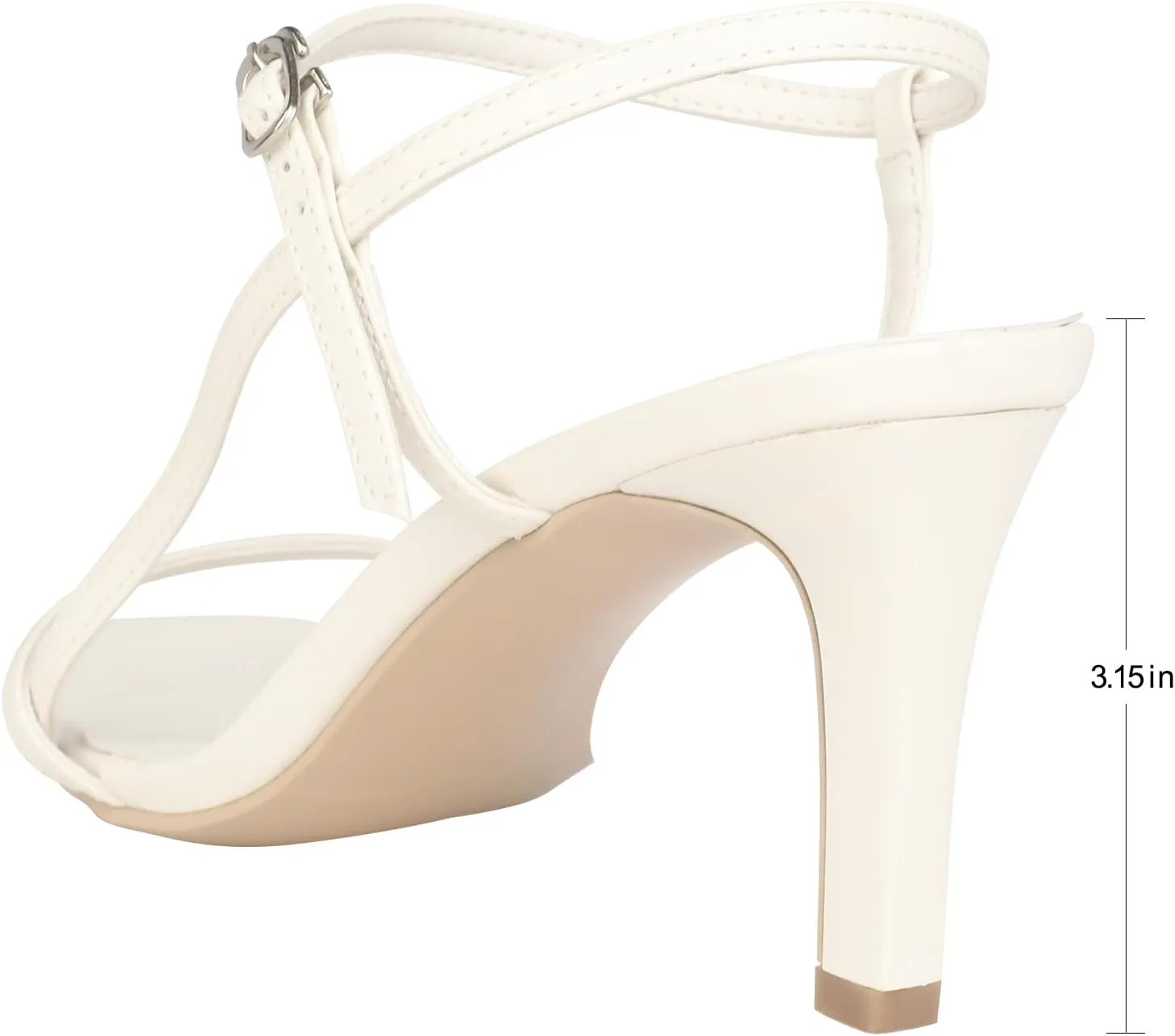 Husmeu Women's Strappy Heel Sandals for Women Dressy Summer High Heels Ankle Strap Kitten Heel Sandals Trendy Heeled Sandals