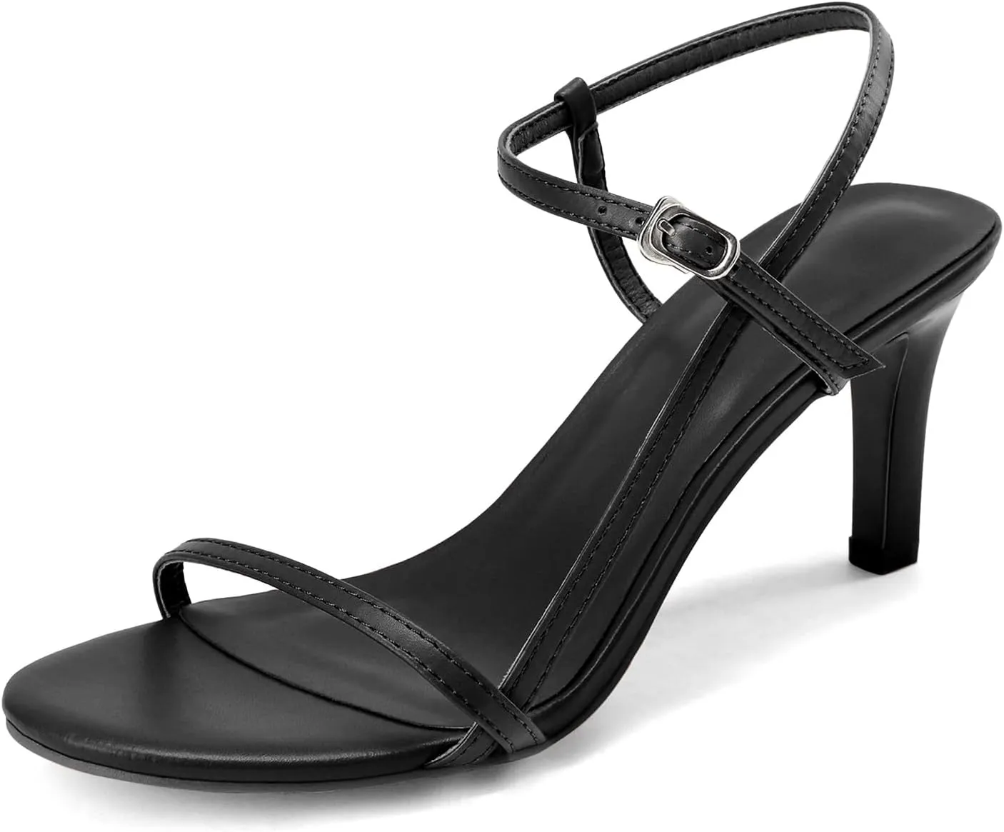 Husmeu Women's Strappy Heel Sandals for Women Dressy Summer High Heels Ankle Strap Kitten Heel Sandals Trendy Heeled Sandals