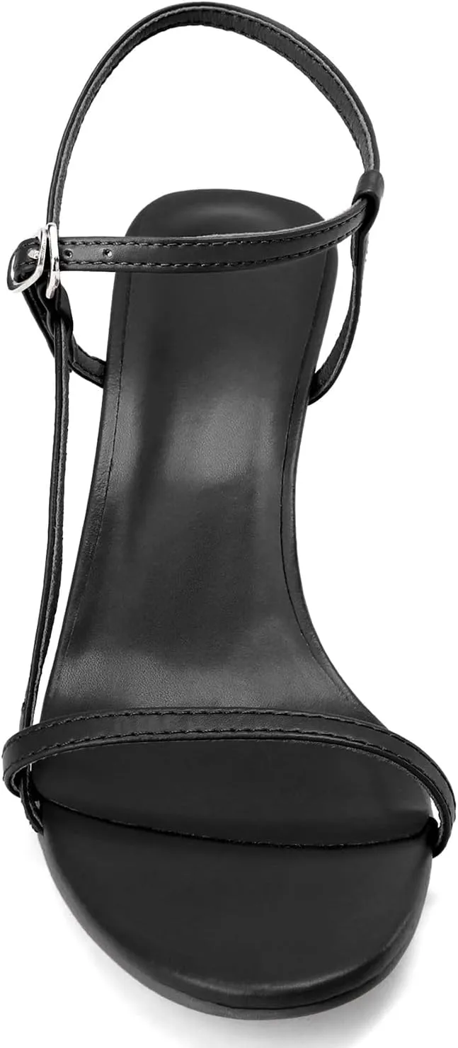 Husmeu Women's Strappy Heel Sandals for Women Dressy Summer High Heels Ankle Strap Kitten Heel Sandals Trendy Heeled Sandals