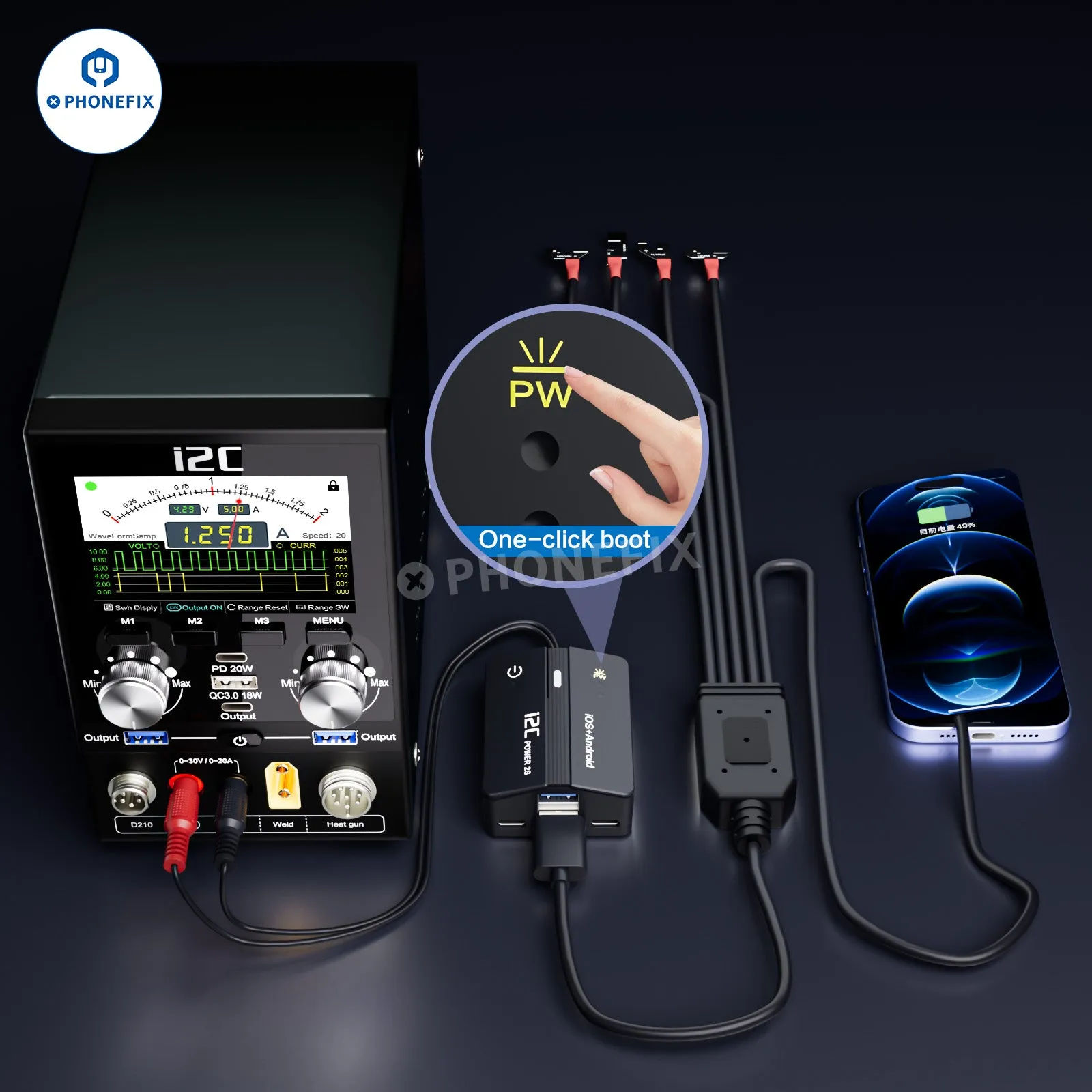 i2C Boot Box One-click Power Supply Cable For iPhone Android