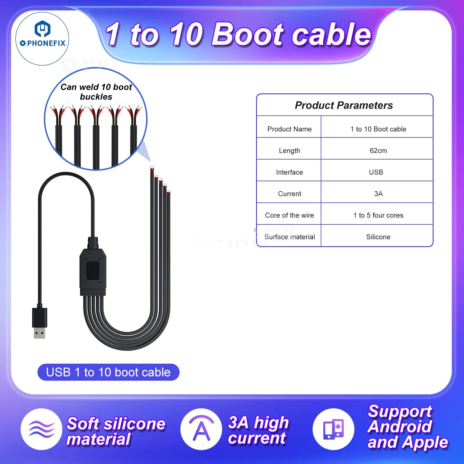 i2C Boot Box One-click Power Supply Cable For iPhone Android