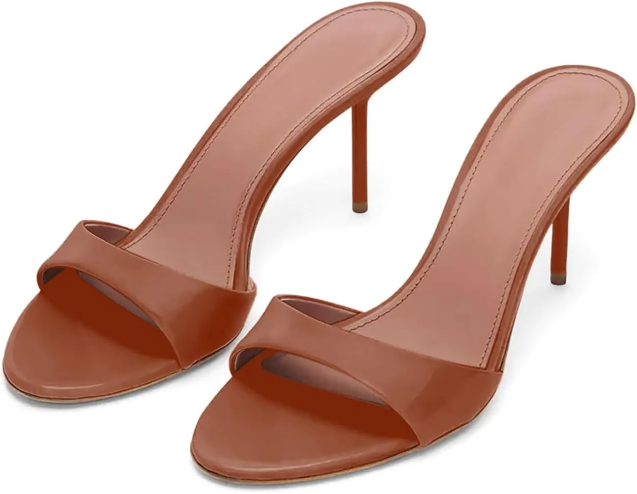 iadore Mule Heels For Women,3 Inch Women Heeled Sandals Round Toe Stilettos Slides Dress Shoes For Party Evening Size 5-12 US
