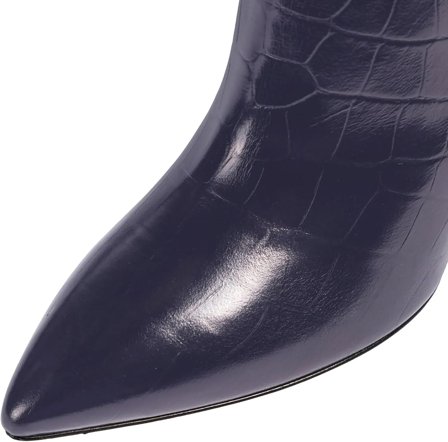 iadore Women Fashion Stiletto High Heel Boots Crocodile Pattern Sexy Pointed Toe Zipper Chic Knee High Boots