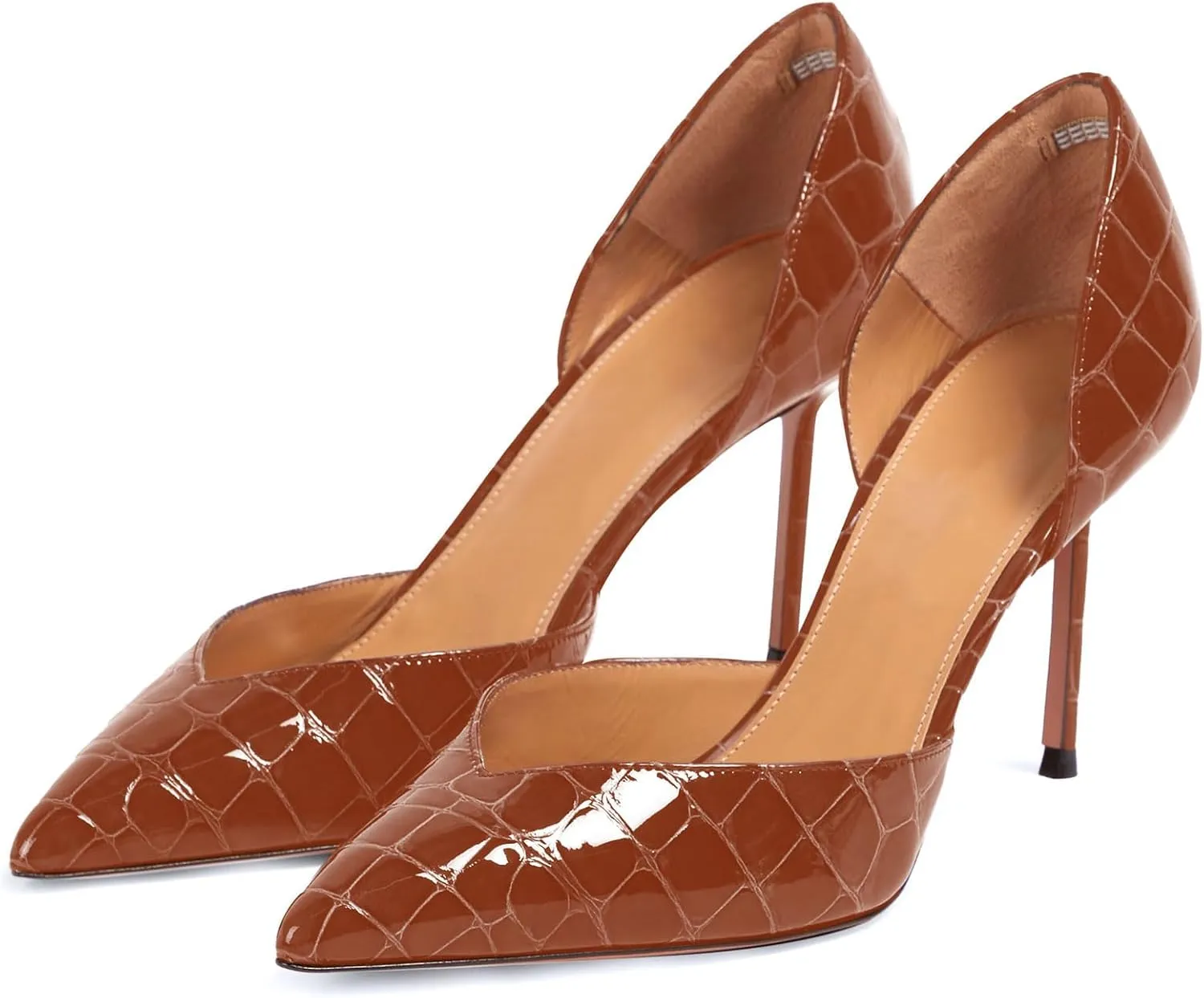 iadore Women Sexy High Stiletto Heel Shoes Chic Patent Crocodile Pointed Toe Slip On Summer Work Comfortable Pumps Size 5-12 US