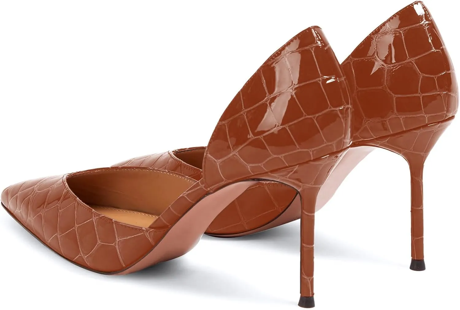 iadore Women Sexy High Stiletto Heel Shoes Chic Patent Crocodile Pointed Toe Slip On Summer Work Comfortable Pumps Size 5-12 US