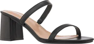 ILLUDE Women’s Block Heel Double Band Square Toe Heeled Sandal Slip On Mule - Lisa