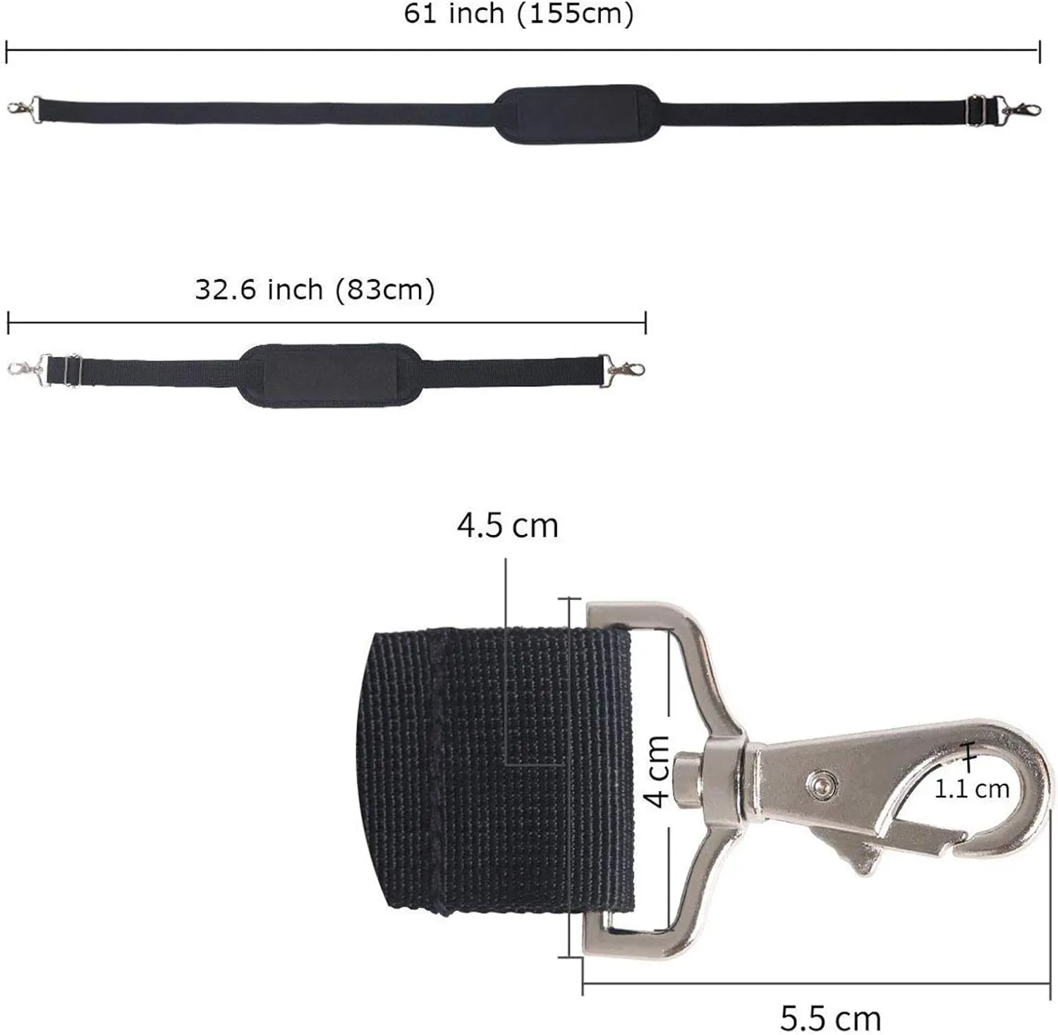 JAKAGO 61" Replacement Shoulder Strap, Padded Long Duffel Bag Strap Universal Adjustable Shoulder Belt with Non-Slip Pad