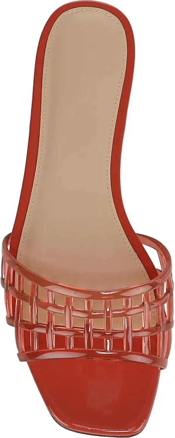 Jelly Slides Sandals for Women Slip on Mesh Comfortable Jelly Flats Sandals Summer Beach Jellies Shoes