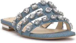 Jessica Simpson Womens Detta Rhinestone Slip On Slide Sandals