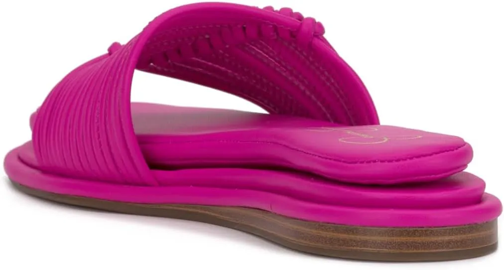 Jessica Simpson Womens Strappy Faux Leather Slide Sandals
