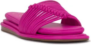 Jessica Simpson Womens Strappy Faux Leather Slide Sandals