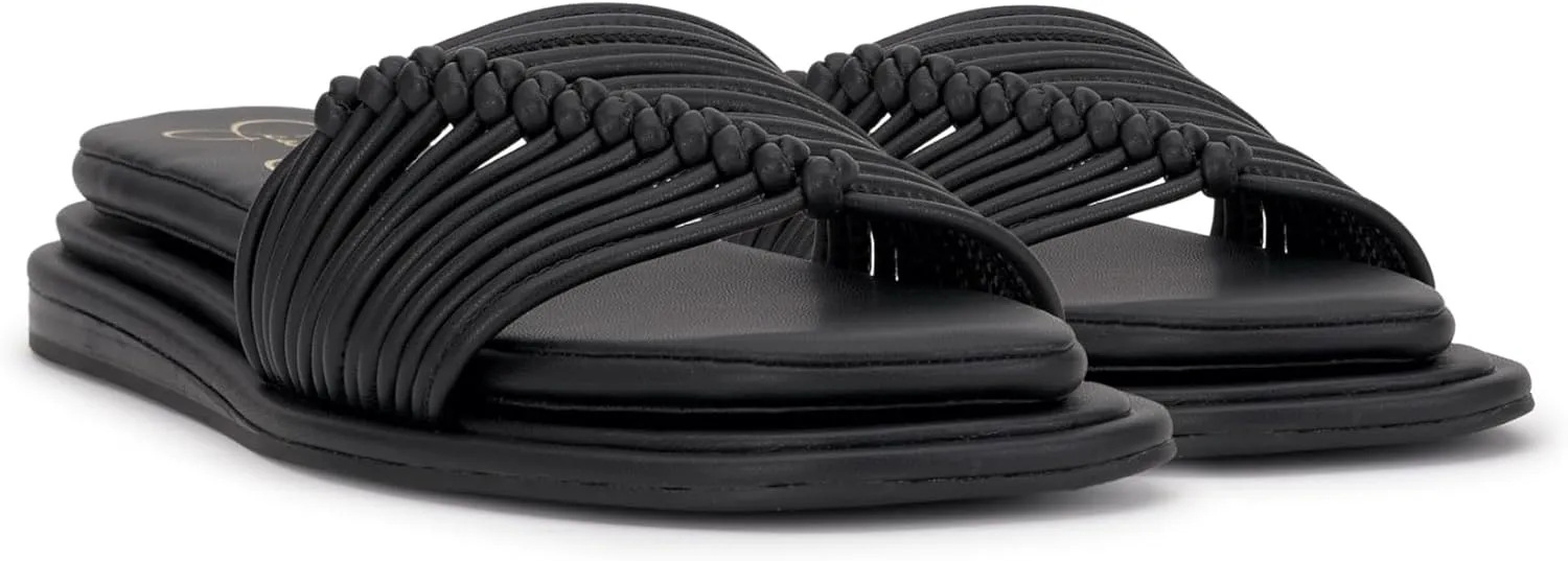 Jessica Simpson Womens Strappy Faux Leather Slide Sandals