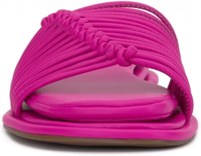 Jessica Simpson Womens Strappy Faux Leather Slide Sandals