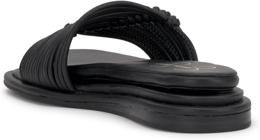 Jessica Simpson Womens Strappy Faux Leather Slide Sandals