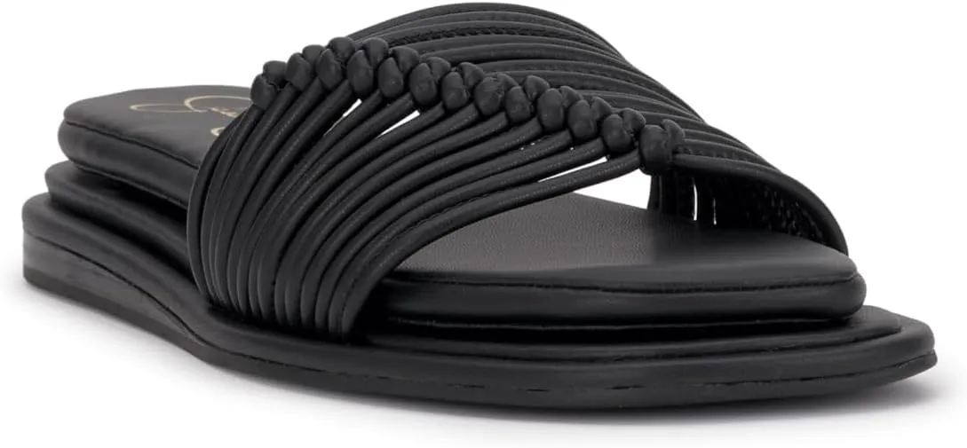 Jessica Simpson Womens Strappy Faux Leather Slide Sandals