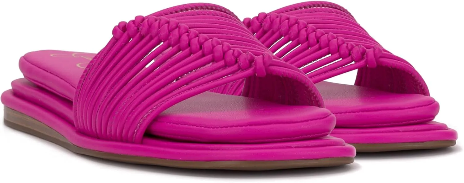 Jessica Simpson Womens Strappy Faux Leather Slide Sandals