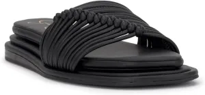 Jessica Simpson Womens Strappy Faux Leather Slide Sandals