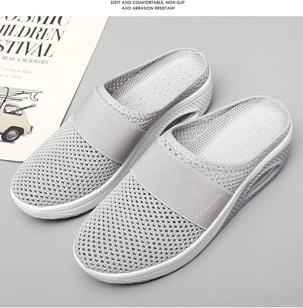 JITUUE Women's Garden Clogs Mesh Slip-on Slippers Summer Breathable Lightweight Quick Drying Garden Shoes Outdoor Walking Slippers