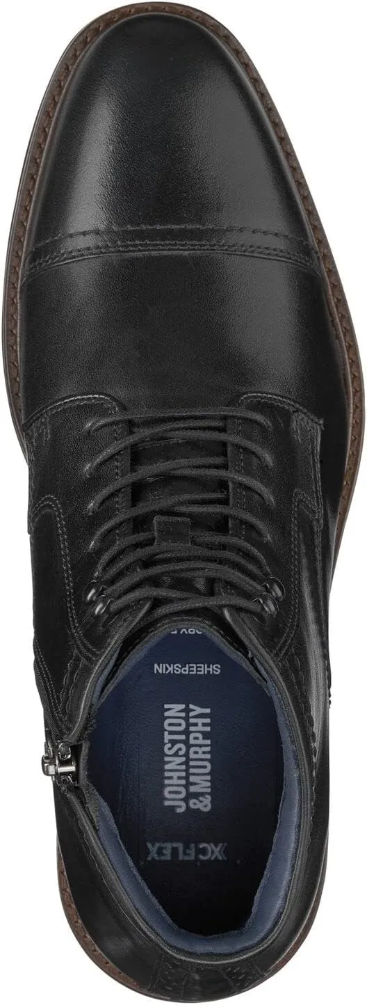 Johnston & Murphy Men’s XC Flex Raleigh Cap Toe Zip Boot | Full-Grain Leather | Cushioned Footbed | Leather/Rubber Sole