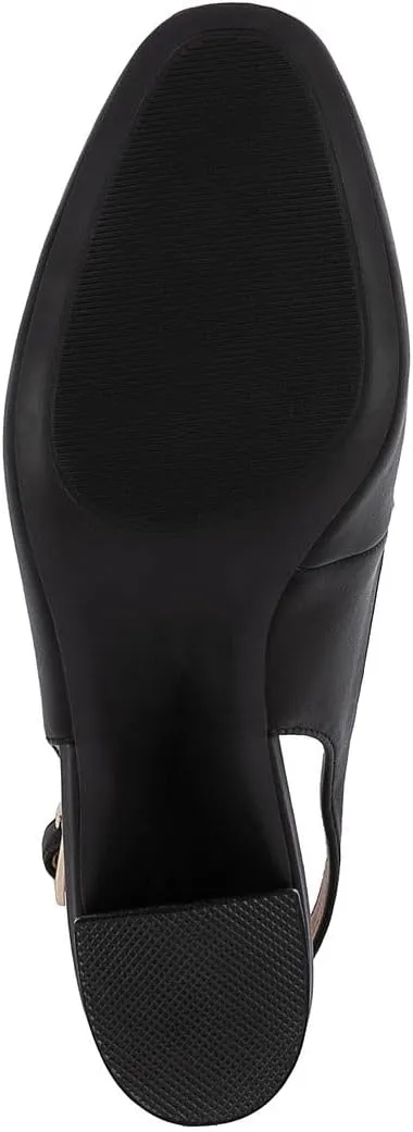 Jones New York Women's Patent Slingback Heeled Sandals | Block Heel Dress Shoes with Buckle | Open-Toe/Closed-Toe Elegant & Comfortable Footwear for Formal Events, Parties & Weddings