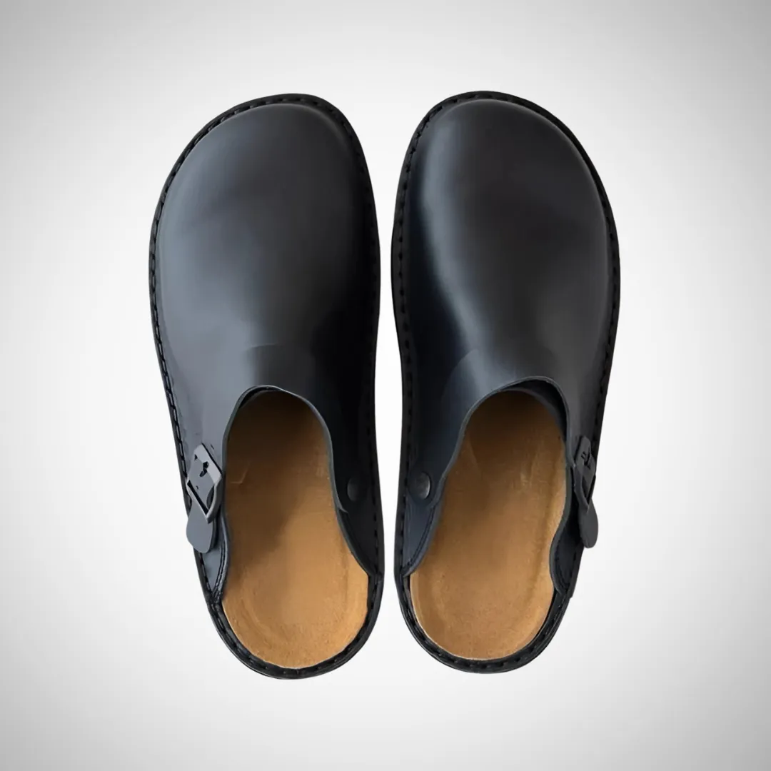 Joseph Men's Orthopedic Tan Leather Slip-On Clogs - Casual & Work Wear