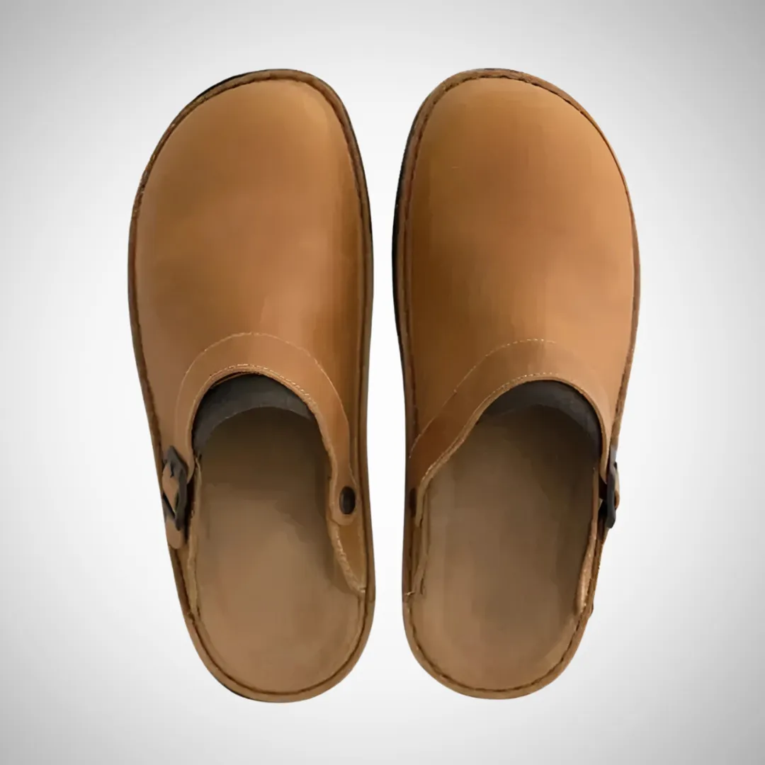Joseph Men's Orthopedic Tan Leather Slip-On Clogs - Casual & Work Wear