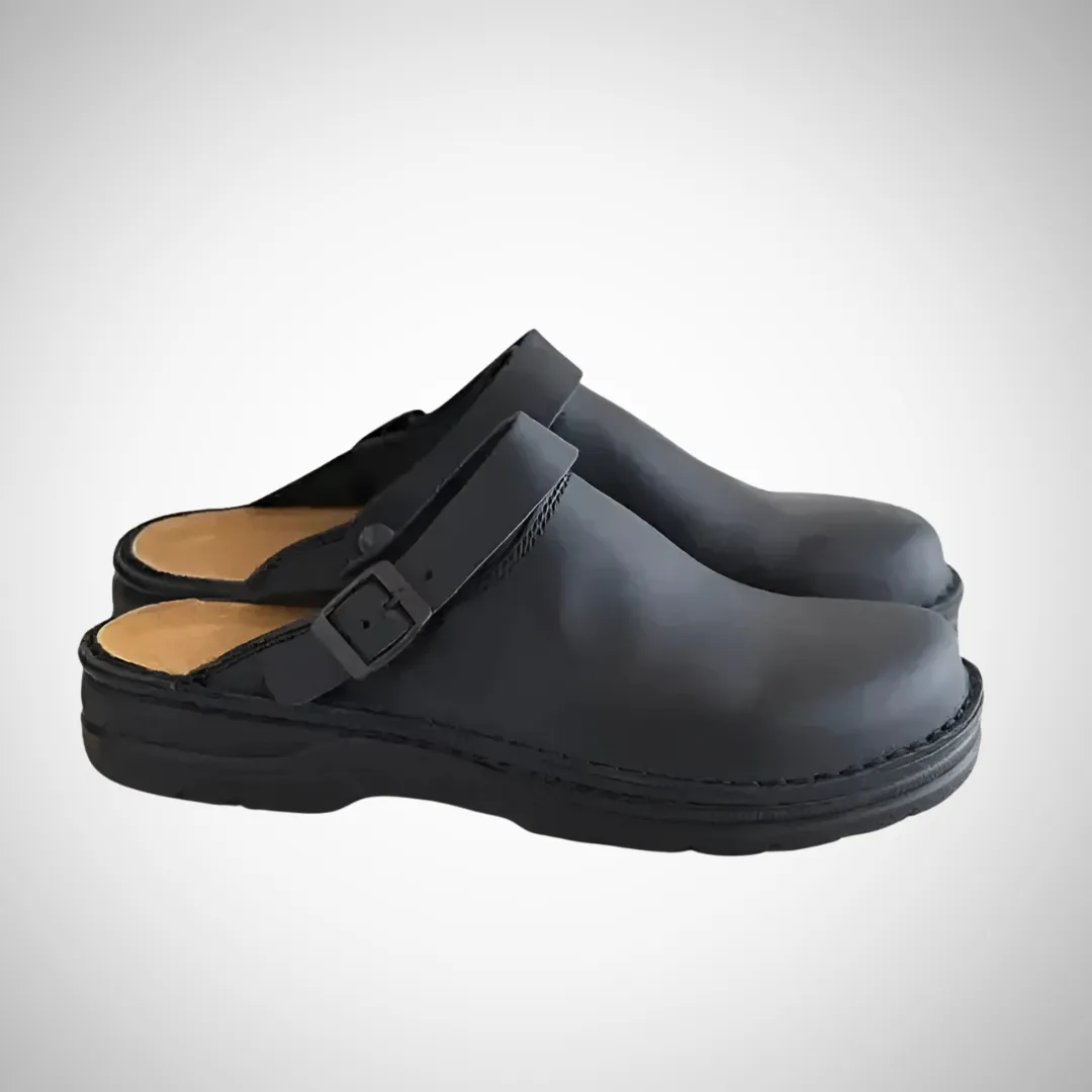 Joseph Men's Orthopedic Tan Leather Slip-On Clogs - Casual & Work Wear