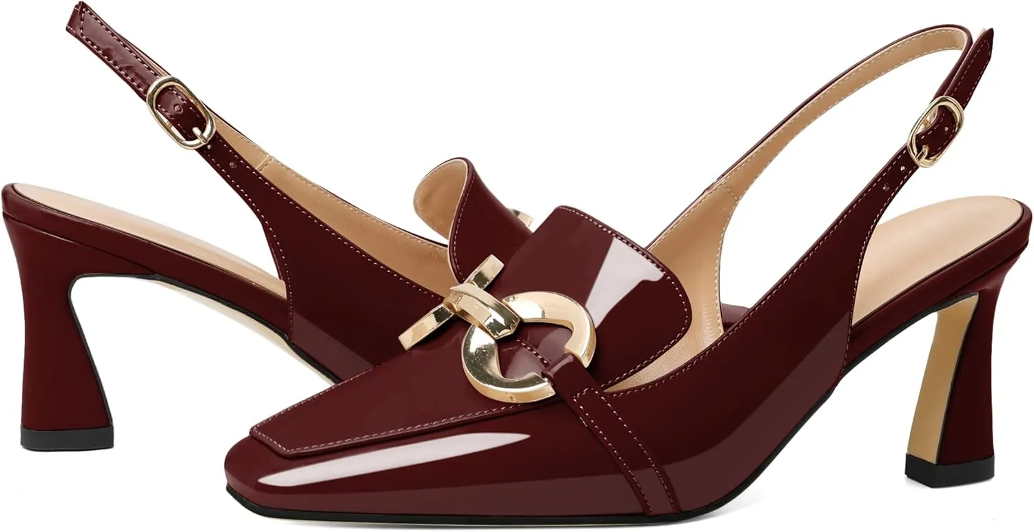 Joseywade Women Slingback Low Kitten Heels Loafer Pumps 2.5 Inch Heeled Sandals Closed Toe Dress Shoes