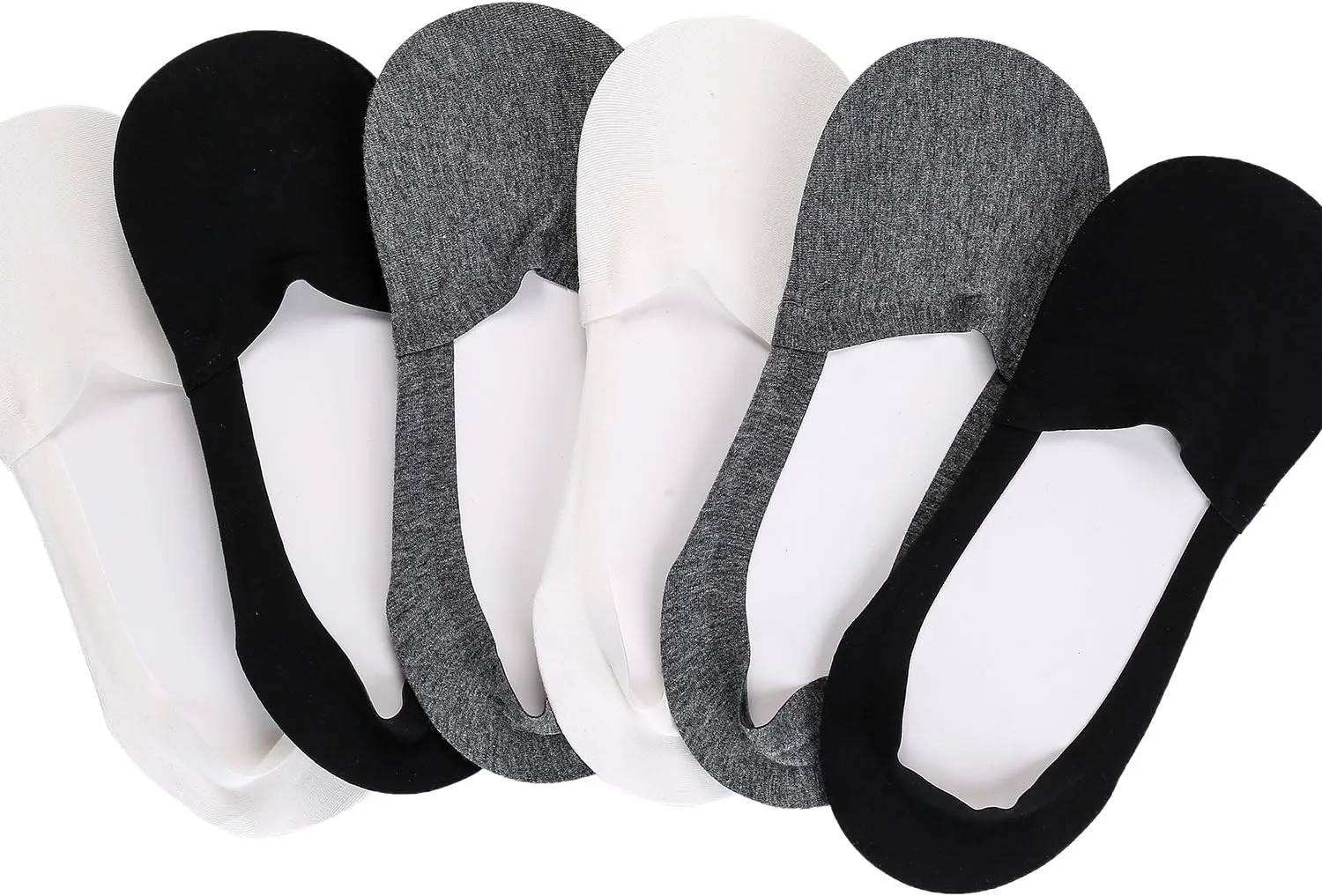Joulli Mens No Show Socks Non-Slip Grips Casual Low Cut Boat Sock 6 Pack