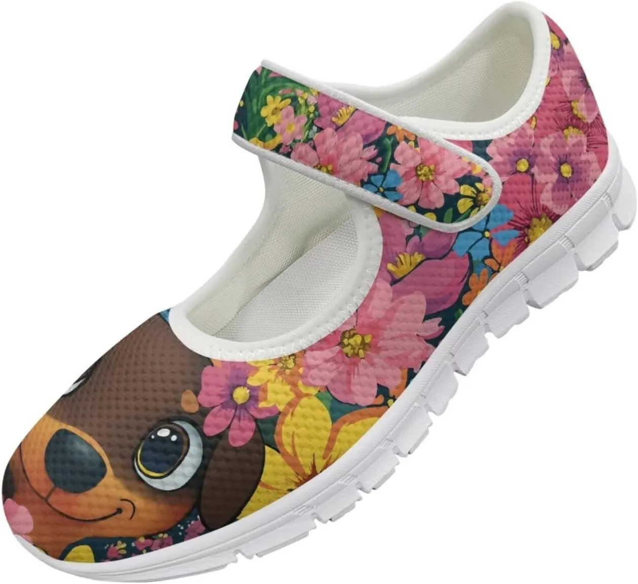 JoyLamoria Womens Slip on Walking Shoes Non Slip Barefoor Shoes Non Slip Fashion Mary Jane Shoes, Sunflower Bee Print