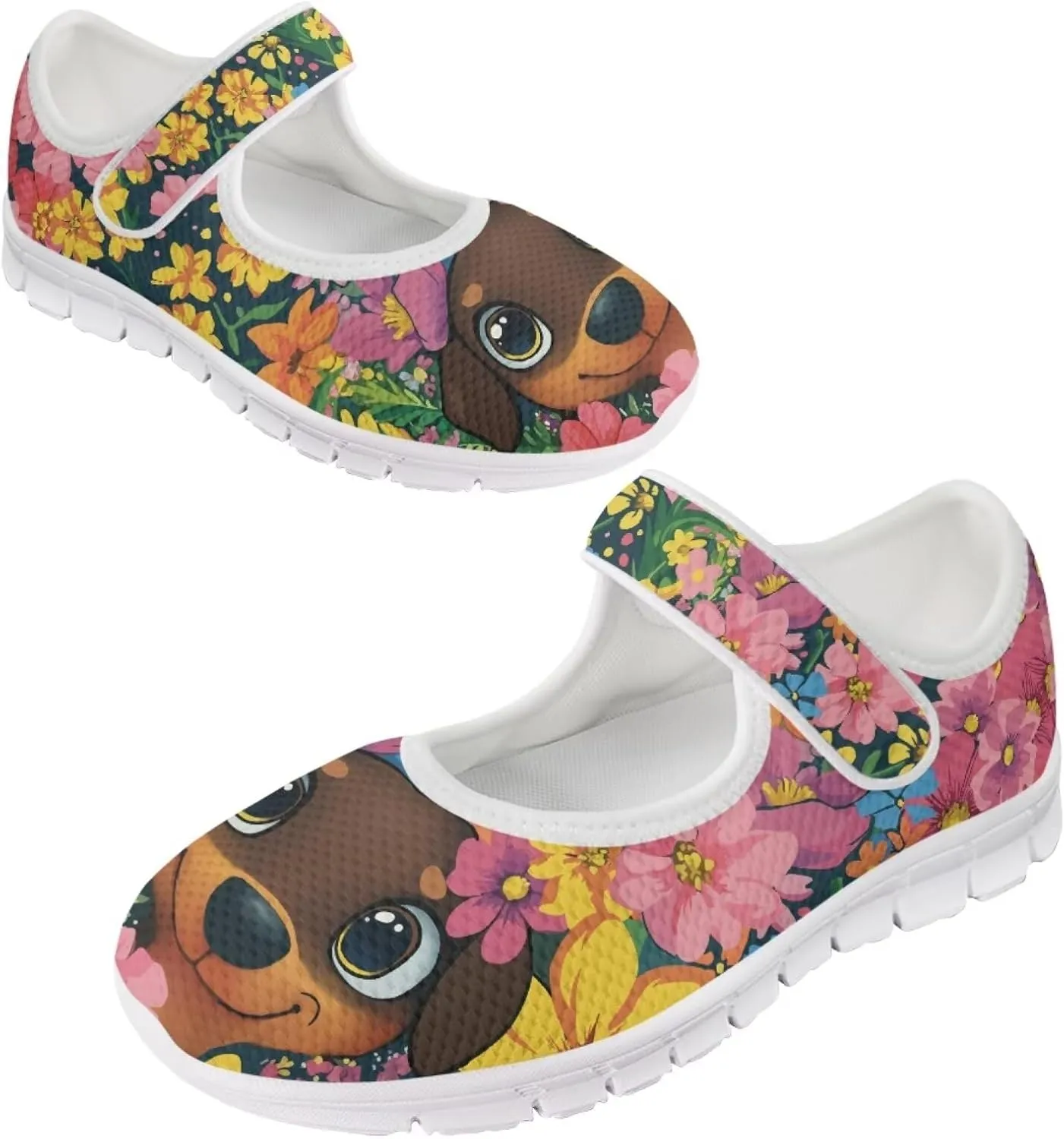 JoyLamoria Womens Slip on Walking Shoes Non Slip Barefoor Shoes Non Slip Fashion Mary Jane Shoes, Sunflower Bee Print