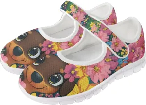 JoyLamoria Womens Slip on Walking Shoes Non Slip Barefoor Shoes Non Slip Fashion Mary Jane Shoes, Sunflower Bee Print