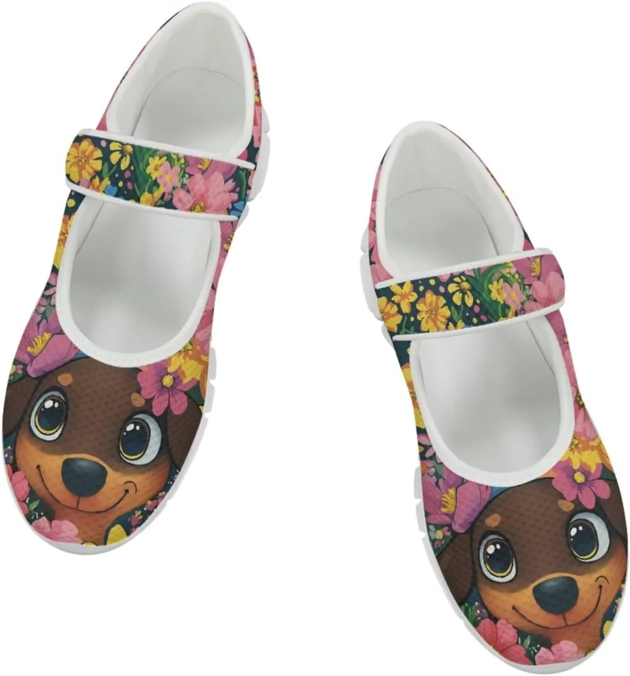JoyLamoria Womens Slip on Walking Shoes Non Slip Barefoor Shoes Non Slip Fashion Mary Jane Shoes, Sunflower Bee Print