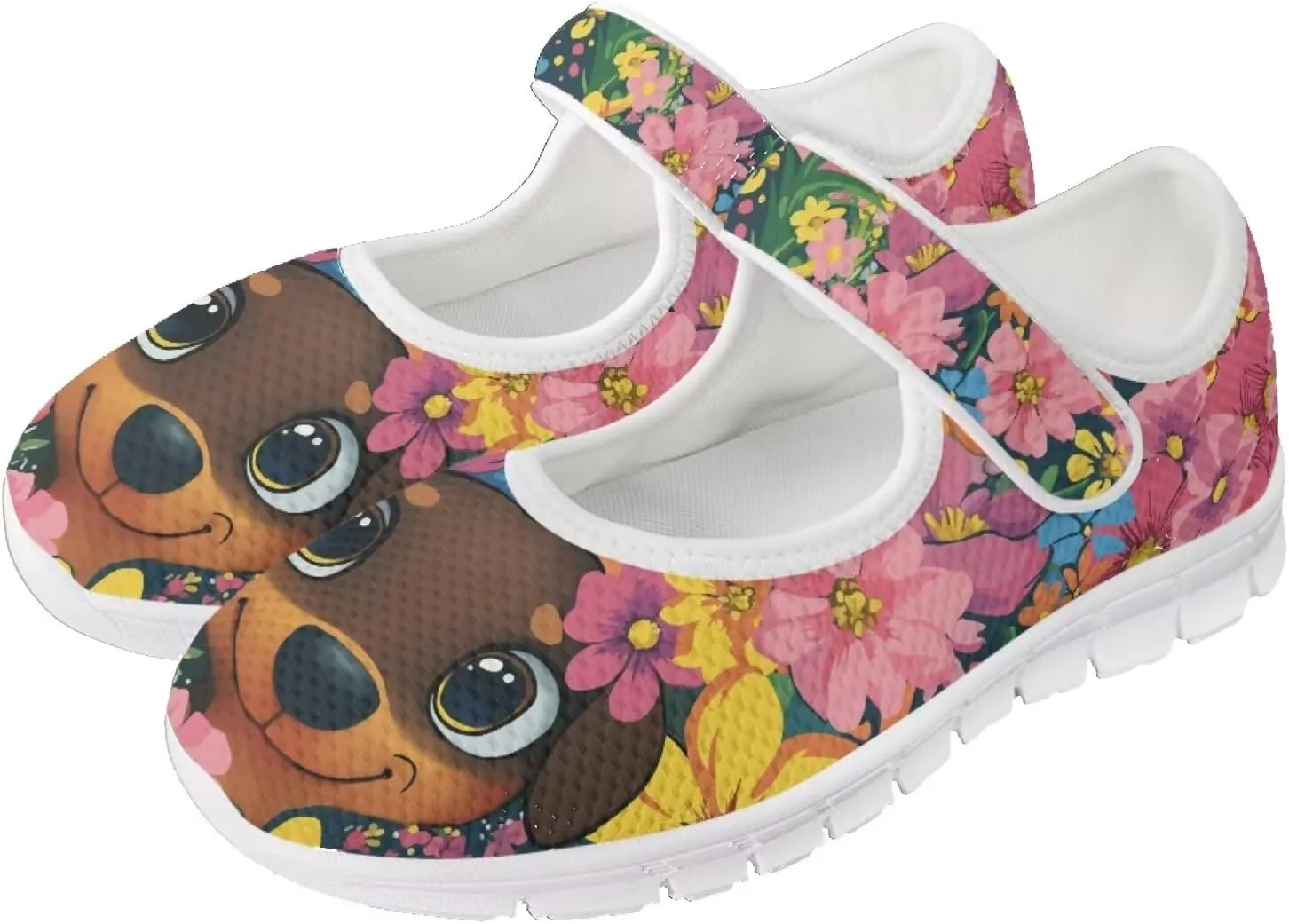 JoyLamoria Womens Slip on Walking Shoes Non Slip Barefoor Shoes Non Slip Fashion Mary Jane Shoes, Sunflower Bee Print