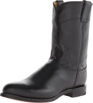 Justin Jackson 10" Roper Cowboy Boots for Men - Round Toe Full-Grain Leather Upper, J-Flex Comfort System, and Hand-Nailed Leather Outsole