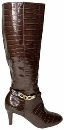Karen Scott Hanna Dress Boots, Brown Croco, Size 8.5M