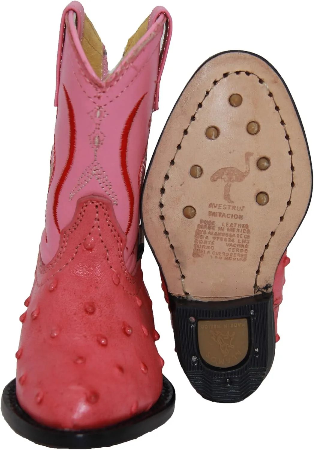 Kids Cowboy Boot Infant Toddler Ostrich Print Western Boot