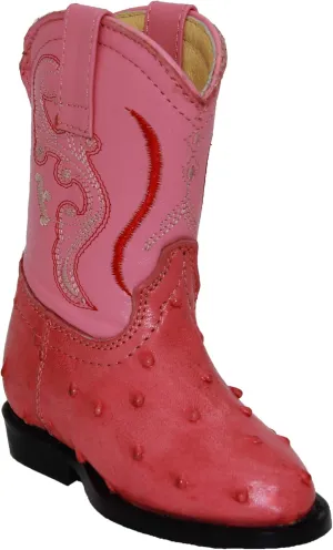 Kids Cowboy Boot Infant Toddler Ostrich Print Western Boot