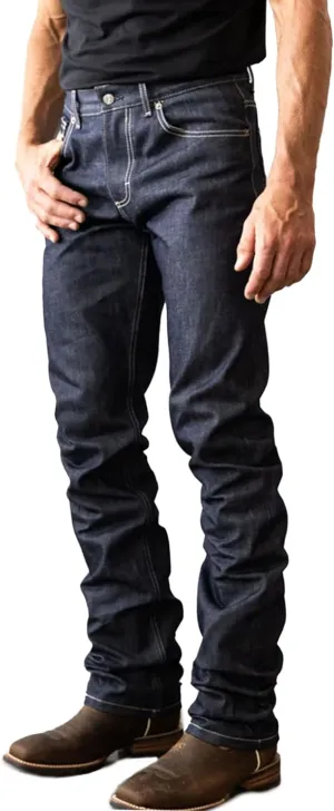 Kimes Ranch Men's Raw James Casual Western Cowboy Mid-Low Rise Straight Fit & Straight Boot Leg Blue Denim Jeans