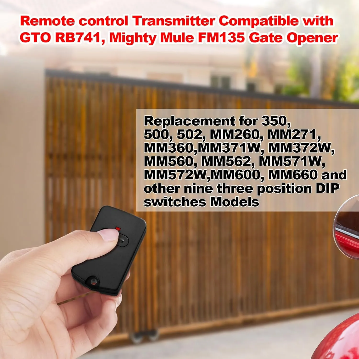 Kingdder 5 Pcs Gate Opener Remote Compatible with Mighty Mule RB741 Gate Control Remote Works Compatible with GTO RB741/FM135 Transmitter Control Single Button Garage Door Controller Replacement